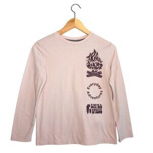 Old Navy Boys’ Long Sleeve Graphic Tee – Size 10/12 – Light Mauve  Pink